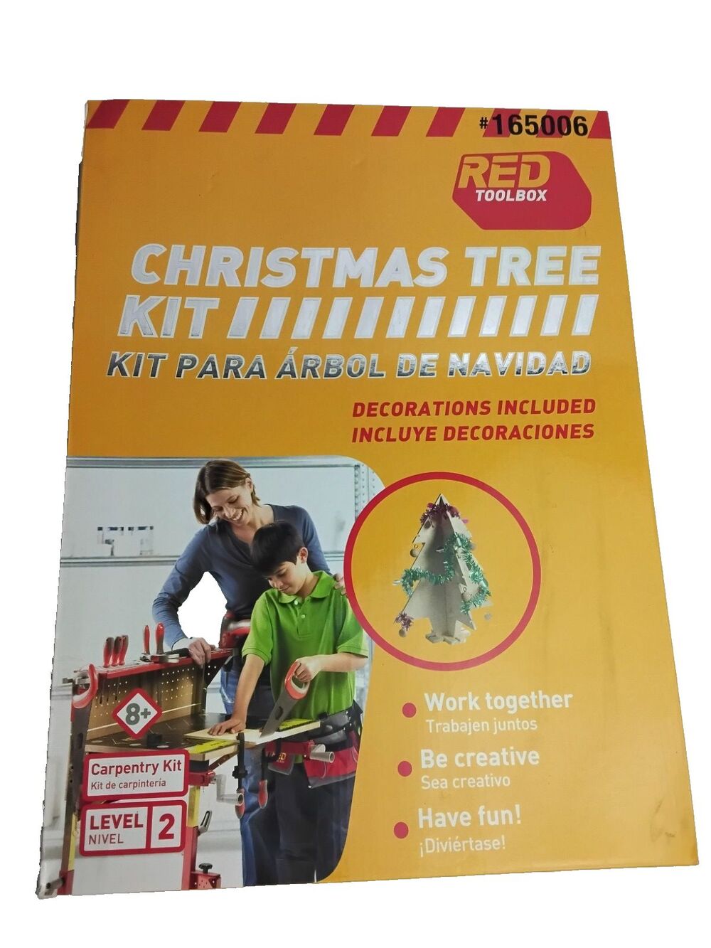 New In the Box Red Toolbox Christmas Tree Wood Craft Kit #165006 Level 2 DIY